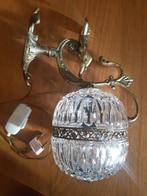 Kaars wandlamp - Gegoten messing, Kristal