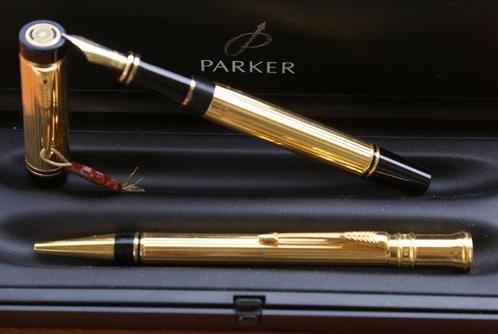 RARE set de stylos (plume 18 kts+bille) PARKER DUOFOLD, Collections, Stylos