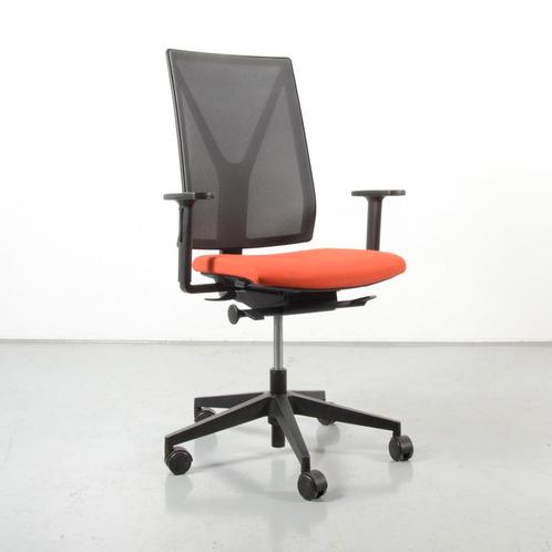 Girsberger bureaustoel, oranje / zwart mesh, 2D armleggers, Maison & Meubles, Chaises de bureau, Enlèvement ou Envoi