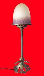 Lampe de table - Verre, Laiton - Schneider, Antiquités & Art