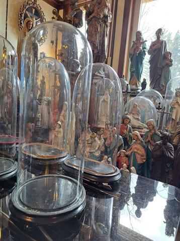 Stolp (6) - Mongeblazen Antiek Glas en Houten Voet -