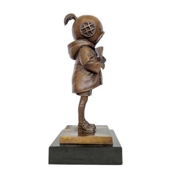sculptuur, Girl with diving helmet - 34 cm - Brons, Marmer beschikbaar voor biedingen
