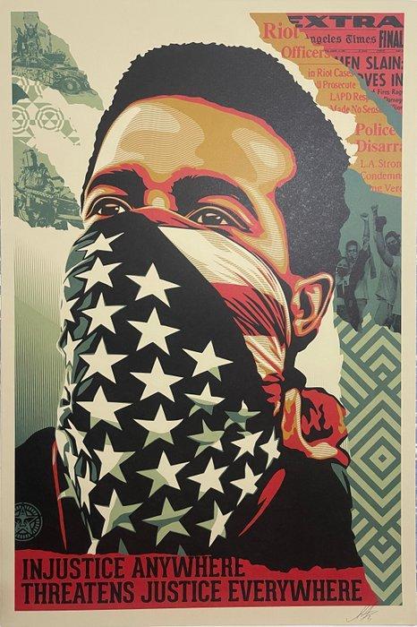 Shepard Fairey (OBEY) (1970) - AMERICAN RAGE / INJUSTICE, Antiek en Kunst, Kunst | Schilderijen | Modern
