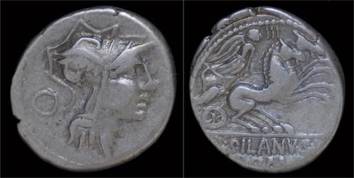 91bc Roman D Silanus L f Ar denarius zilver, Postzegels en Munten, Munten en Bankbiljetten | Verzamelingen, Verzenden