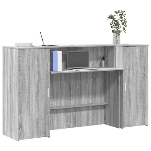 vidaXL Receptiebalie 180x50x103,5 cm bewerkt hout grijs, Huis en Inrichting, Bureaus, Nieuw, Verzenden