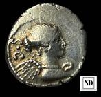 Romeinse Republiek. T. Carisius, 46 v.Chr.. Denarius Roma, Postzegels en Munten