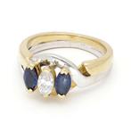 Bague - 18 carats Or jaune, Or blanc Diamant (Naturelle) -, Handtassen en Accessoires, Ringen, Nieuw