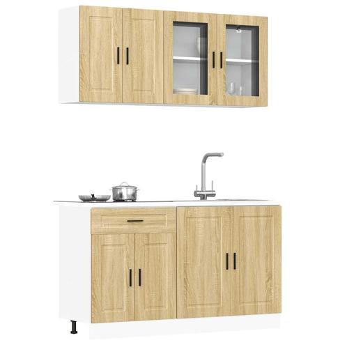 vidaXL 4-delige Keukenkastenset Porto bewerkt hout sonoma, Huis en Inrichting, Kasten | Overige, Nieuw, Verzenden
