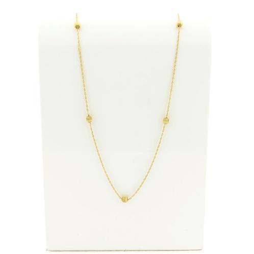 Gouden gedraaide schakel ketting met bollen | 60 cm, Handtassen en Accessoires, Kettingen, Overige kleuren, Gebruikt, Goud, Ophalen of Verzenden