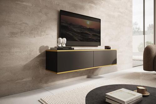 Zwevend TV-Meubel Zwart 135x32x30 goud, Huis en Inrichting, Kasten |Televisiemeubels, 25 tot 50 cm, Nieuw, 100 tot 150 cm, Overige materialen