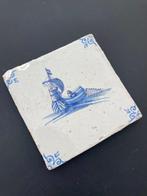 Tegel - Antieke Delfts blauwe tegel met een vissersboot met