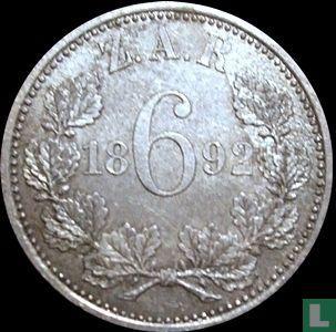 Zuid-Afrika 6 pence 1892, Postzegels en Munten, Munten | Afrika, Losse munt, Goud, Zilver, Overige landen, Verzenden