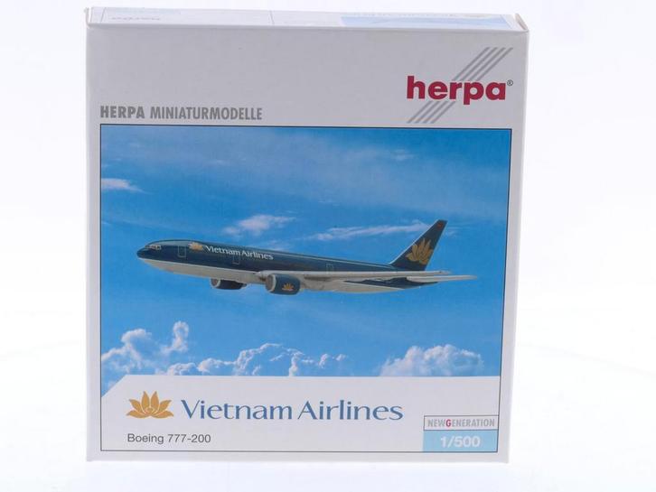 Schaal 1:500 Herpa 506649 Vietnam Airlines Boeing 777-200..., Hobby en Vrije tijd, Modelbouw | Vliegtuigen en Helikopters, Zo goed als nieuw