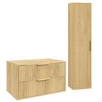 Wastafelkast Rimini 80 cm - Eiken -  Badmeubel met Kolomkast, Verzenden, Nieuw