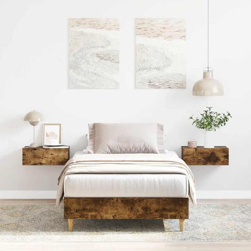 vidaXL Bedframe zonder matras 90x200 cm spaanplaat gerookt, Huis en Inrichting, Slaapkamer | Bedden, Nieuw, Verzenden