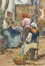 Scuola napoletana (XIX-XX) - Ricamatrici a Capri, Antiek en Kunst