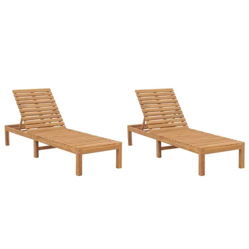 vidaXL Ligbedden 2 st massief teakhout, Tuin en Terras, Ligbedden, Nieuw, Verzenden