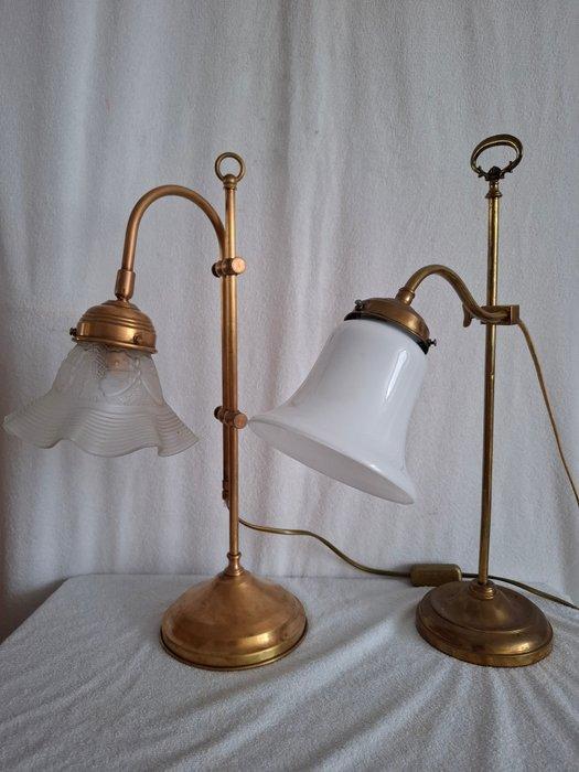 Tafellamp (2) - Glas, Messing - verstelbaar, Antiek en Kunst, Curiosa en Brocante