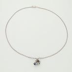 Halsketting - 14 karaat Witgoud Saffier - Diamant