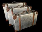 Aluminium - Set van 3 decoratieve opbergkoffers - Koffer