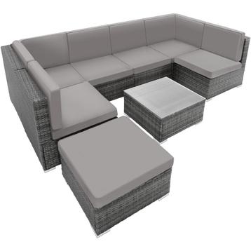 tectake Wicker zitgroep Venetië - grijs, Verzenden