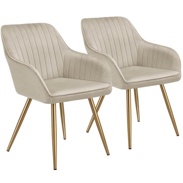 tectake Eetkamerstoel Marilyn, fluweeloptiek, doorgestikt -, Huis en Inrichting, Stoelen, Verzenden