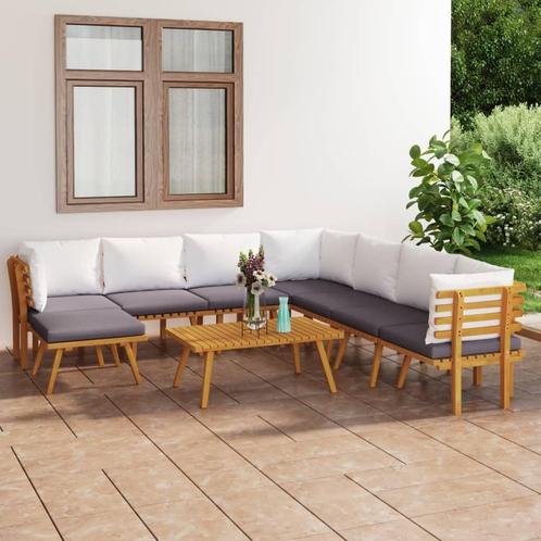 vidaXL 9-delige Loungeset met kussens massief acaciahout, Tuin en Terras, Tuinsets en Loungesets, Loungeset, Nieuw, Verzenden