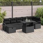 vidaXL Tuinbank Set met kussen met opslag 8 pcs Zwart Poly, Tuin en Terras, Verzenden, Nieuw