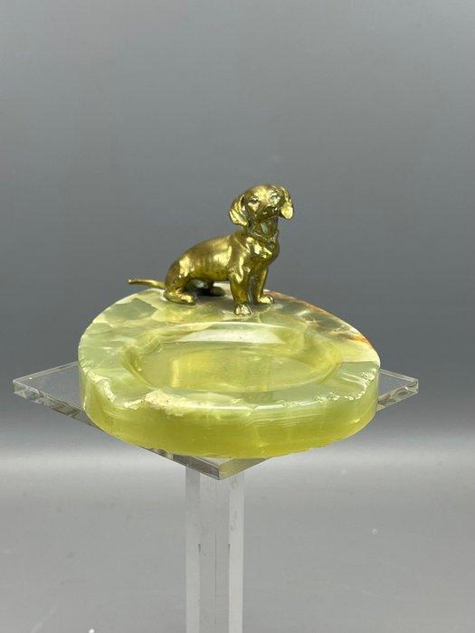 sculptuur, Dachshund - 6 cm - Brons, Onyx, Antiek en Kunst, Kunst | Designobjecten