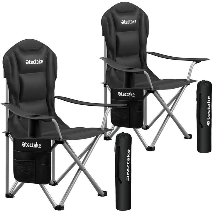 tectake Gestoffeerde campingstoel MTX, opvouwbaar, met beker, Caravans en Kamperen, Kampeeraccessoires, Verzenden