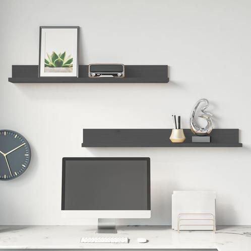 vidaXL Wandkasten 2 st 80x11x9 cm massief grenenhout grijs, Huis en Inrichting, Kasten | Wandmeubels, Nieuw, Verzenden