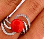 Bague - 18 carats Or blanc Corail - Diamant, Bijoux, Sacs & Beauté