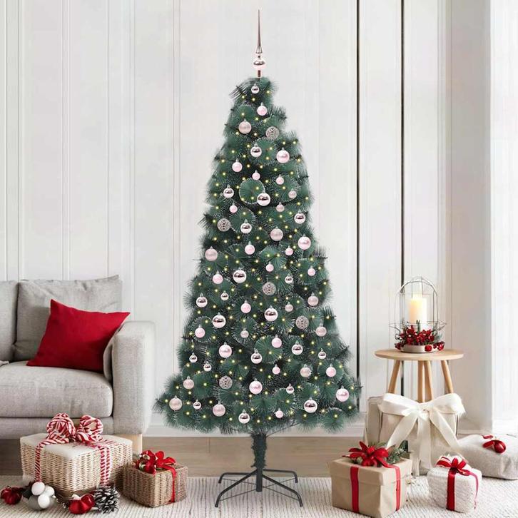 vidaXL Kunstmatige voorverlichte kerstboom met ballenset, Diversen, Kerst, Nieuw, Verzenden