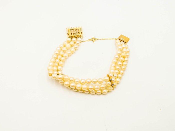 Armband - 18 karaat Geel goud Parel, Handtassen en Accessoires, Armbanden