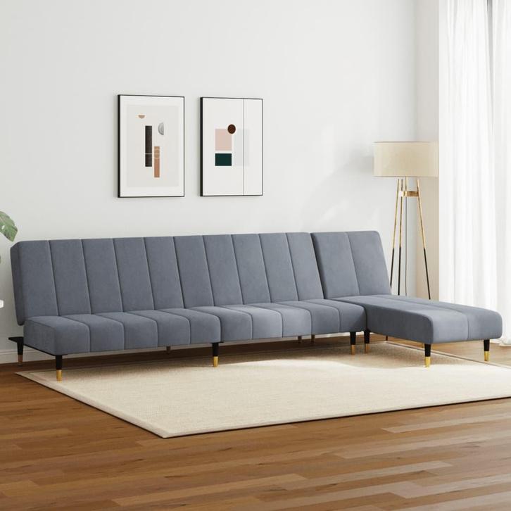 vidaXL 2-delige Loungeset fluweel donkergrijs, Huis en Inrichting, Zetels | Zetels, Nieuw, Verzenden