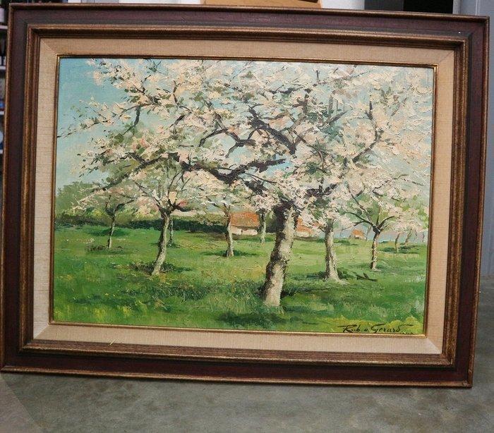 Robert Ulderic Gerard (1920) - Boomgaard in de bloesem, Antiek en Kunst, Kunst | Schilderijen | Klassiek