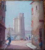 Raymond Enard 1902 - 1982 - Superbe Huile sur bois  Port de, Antiek en Kunst