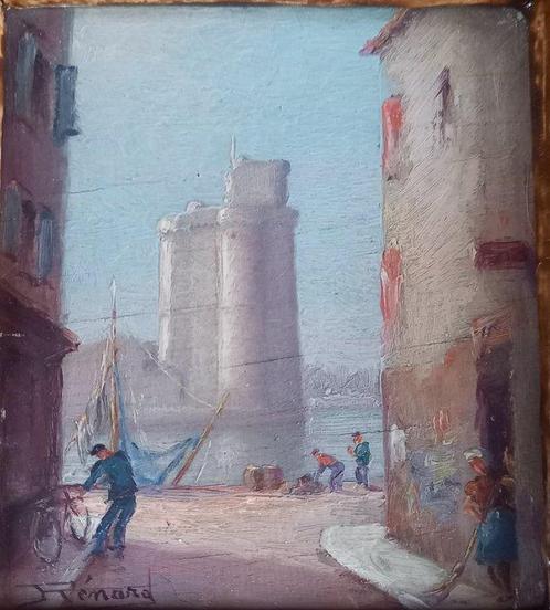 Raymond Enard 1902 - 1982 - Superbe Huile sur bois  Port de, Antiek en Kunst, Curiosa en Brocante