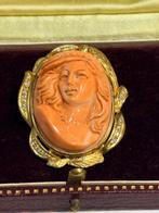 Pendentif - 18 carats Or jaune Corail - Diamant - Del