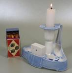 Jugendstil kandelaar met landschapsdecor, molen en zeilschip, Antiek en Kunst