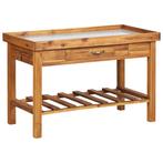 vidaXL Tuinwerkbank met zinken blad massief acaciahout, Verzenden, Nieuw