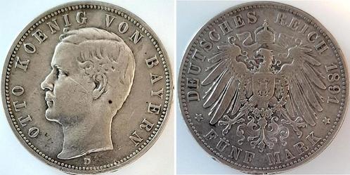 Duitsland 5 Mark Otto Bayer 1891 D sehr schoen Otto, Postzegels en Munten, Munten | Europa | Niet-Euromunten, België, Verzenden