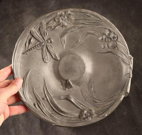 Art Nouveau - Schaal - Tin, Antiek en Kunst, Kunst | Designobjecten
