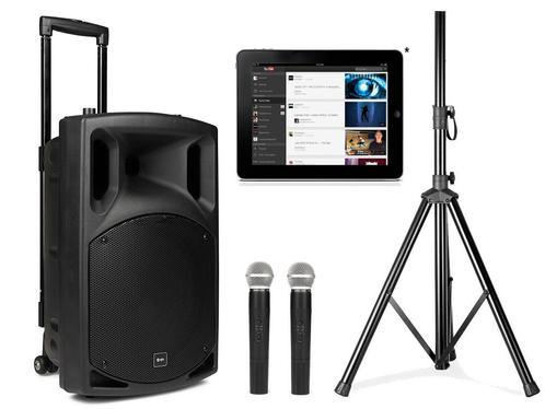 Karaoke Speaker 12 600W Met 2 Draadloze Microfoons +, Audio, Tv en Foto, Luidsprekerboxen