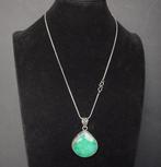 Hanger 50 x 35 mm van zilver 925 met EMERAUDE du Cachemire, Collections, Minéraux & Fossiles