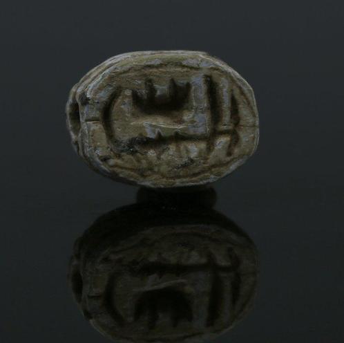 Oud-Egypten, Na-Ramesside Speksteen Scarabaeus met Amon is, Verzamelen, Mineralen en Fossielen