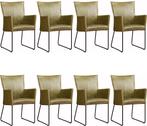 Set van 8 Leren eetkamerstoelen - met armleuning - Echt, Huis en Inrichting, Nieuw, Vijf, Zes of meer stoelen, Modern, Leer