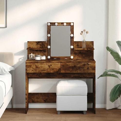 vidaXL Kaptafel met LED 100x40x130 cm gerookt eikenkleurig, Huis en Inrichting, Tafels | Kaptafels, Nieuw, Verzenden