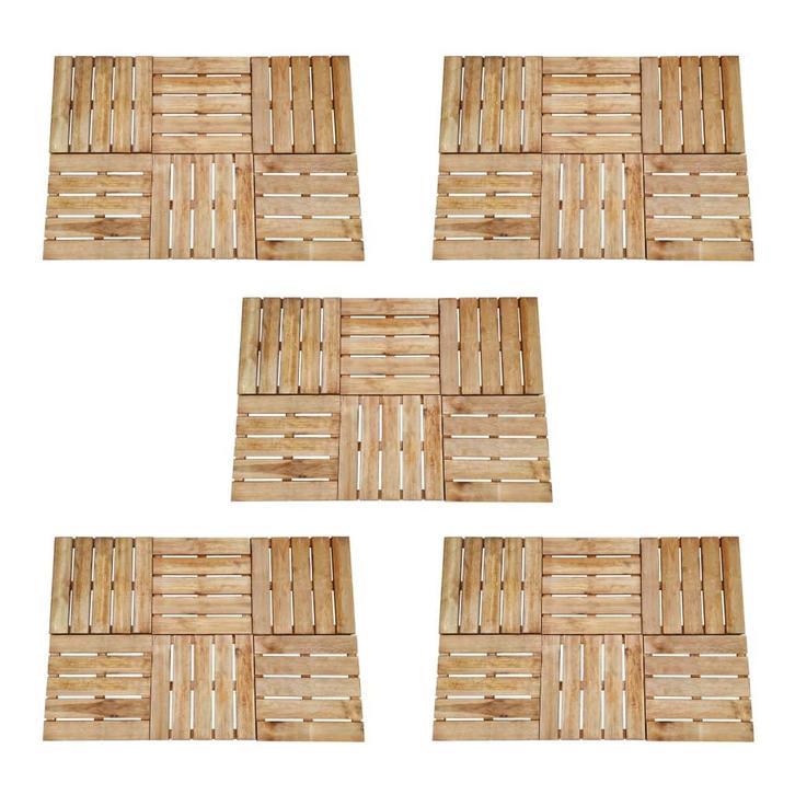 vidaXL 30 st Terrastegels 50x50 cm hout bruin, Doe-het-zelf en Bouw, Vloerdelen en Plavuizen, Nieuw, Verzenden