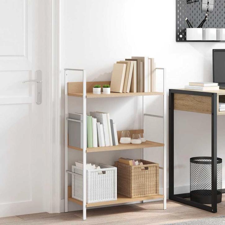 vidaXL Boekenkast 3 schappen 60x27,6x90,5 cm bewerkt hout, Maison & Meubles, Armoires | Bibliothèques, Envoi